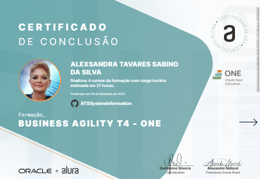 Certificado Business Agiliyu T4 - ONE